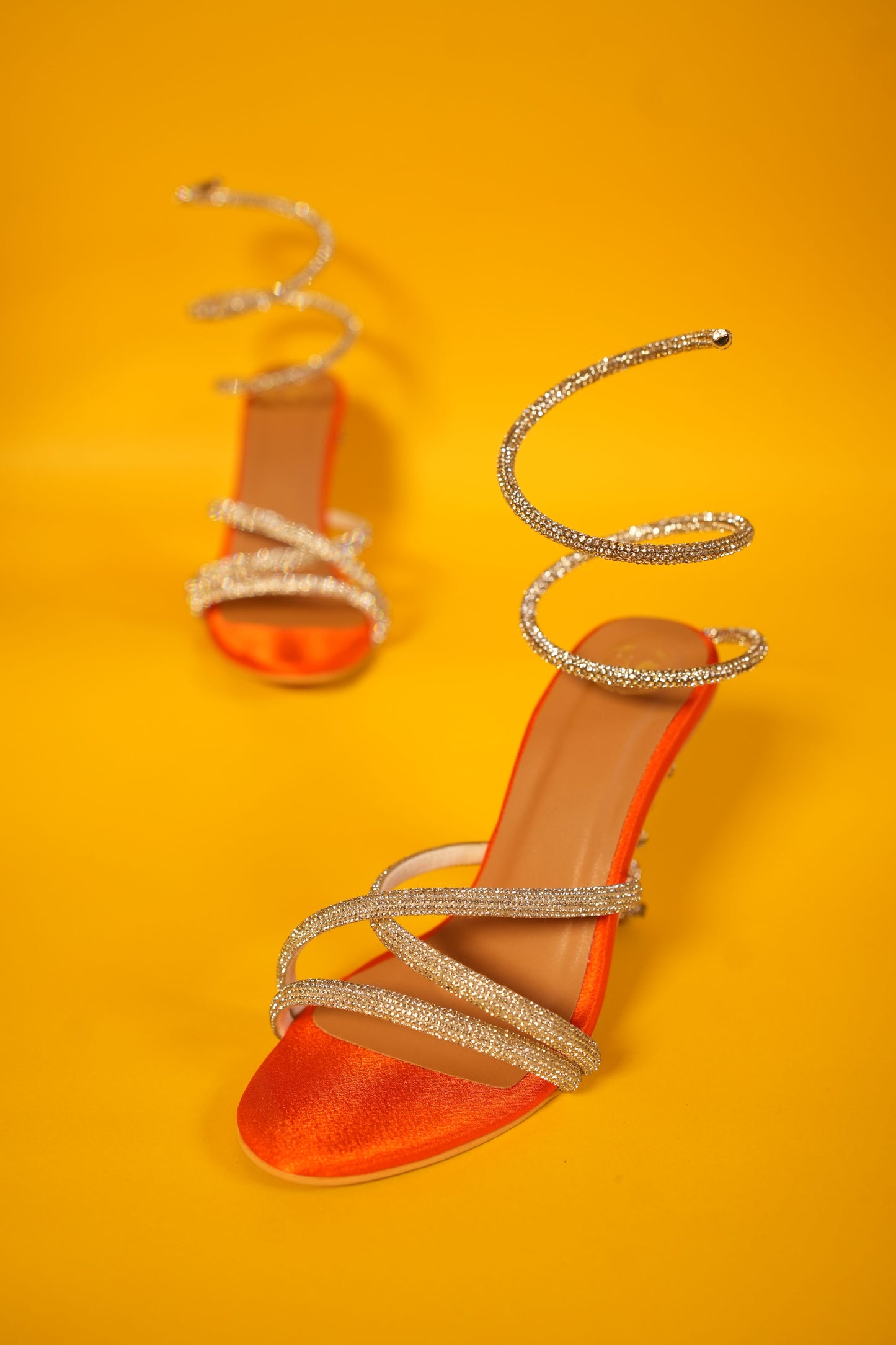 Orange Heel Spring Open Toe Party Heel Sandals