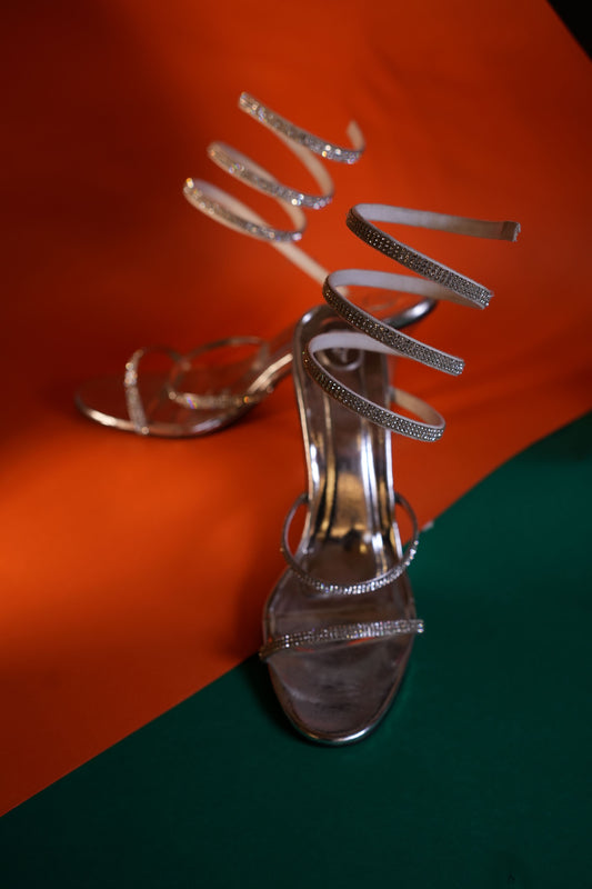 Silver Spring Textured Heels Sandals