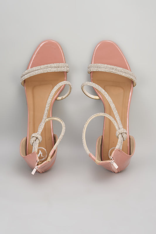 Nude Pink Ananyas Edit Textured Heels Sandals