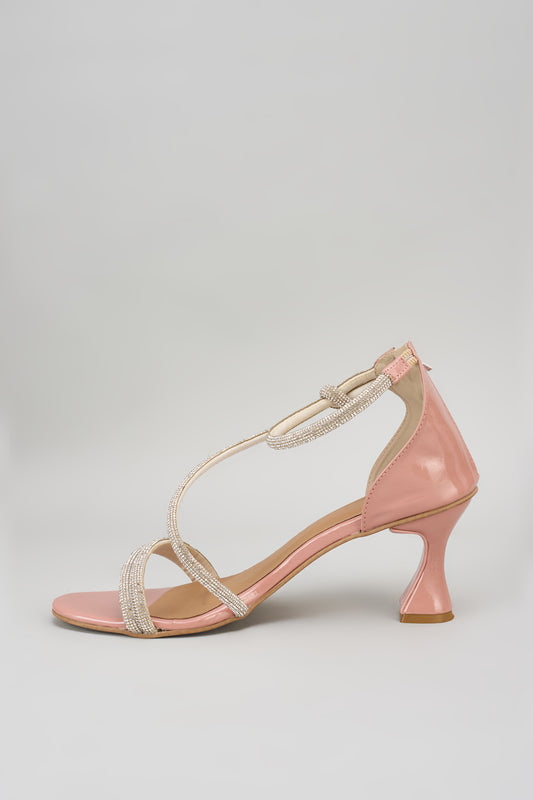 Nude Pink Ananyas Edit Textured Heels Sandals
