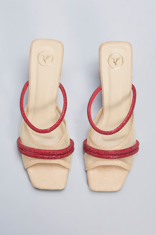 Beige Open Toe Slip on Closure Alaya Ruby Heels