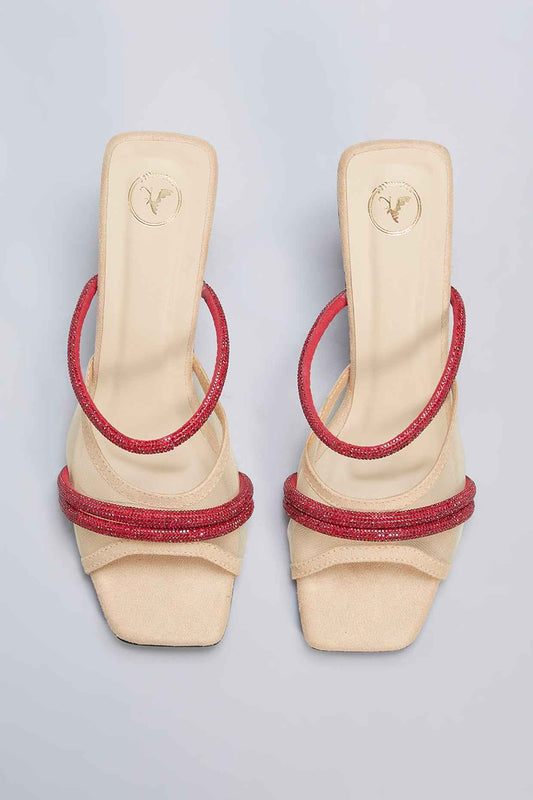 Beige Open Toe Slip on Closure Alaya Ruby Heels