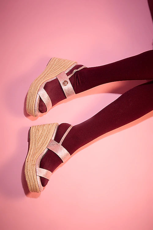Pink Vegan Leather Wedges