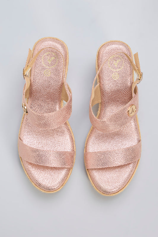 Pink Vegan Leather Wedges