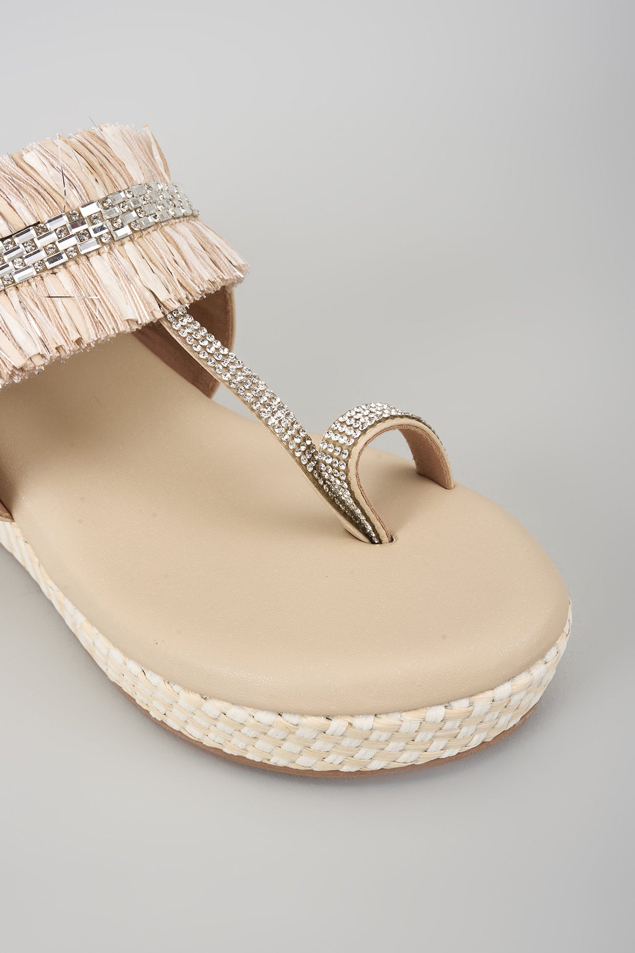Beige Open Toe Slip-on closure Kohlapuri Wedge