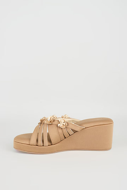 Biscuit Petal Wedge - Sana K Luxurious Footwear