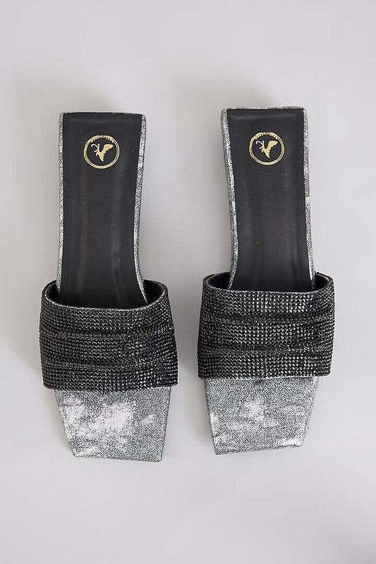 Jia Square Black Half Heel - Sana K Luxurious Footwear