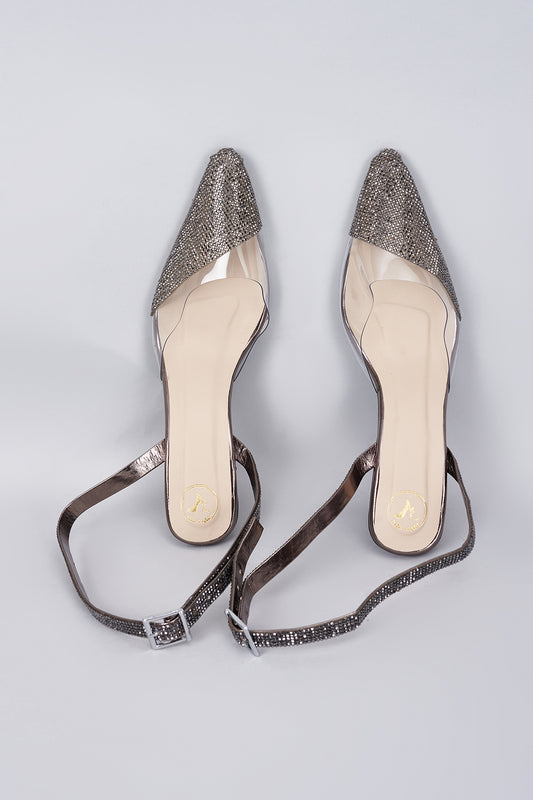 Silver Sleek Cheek Pointed Toe Heel Sandals