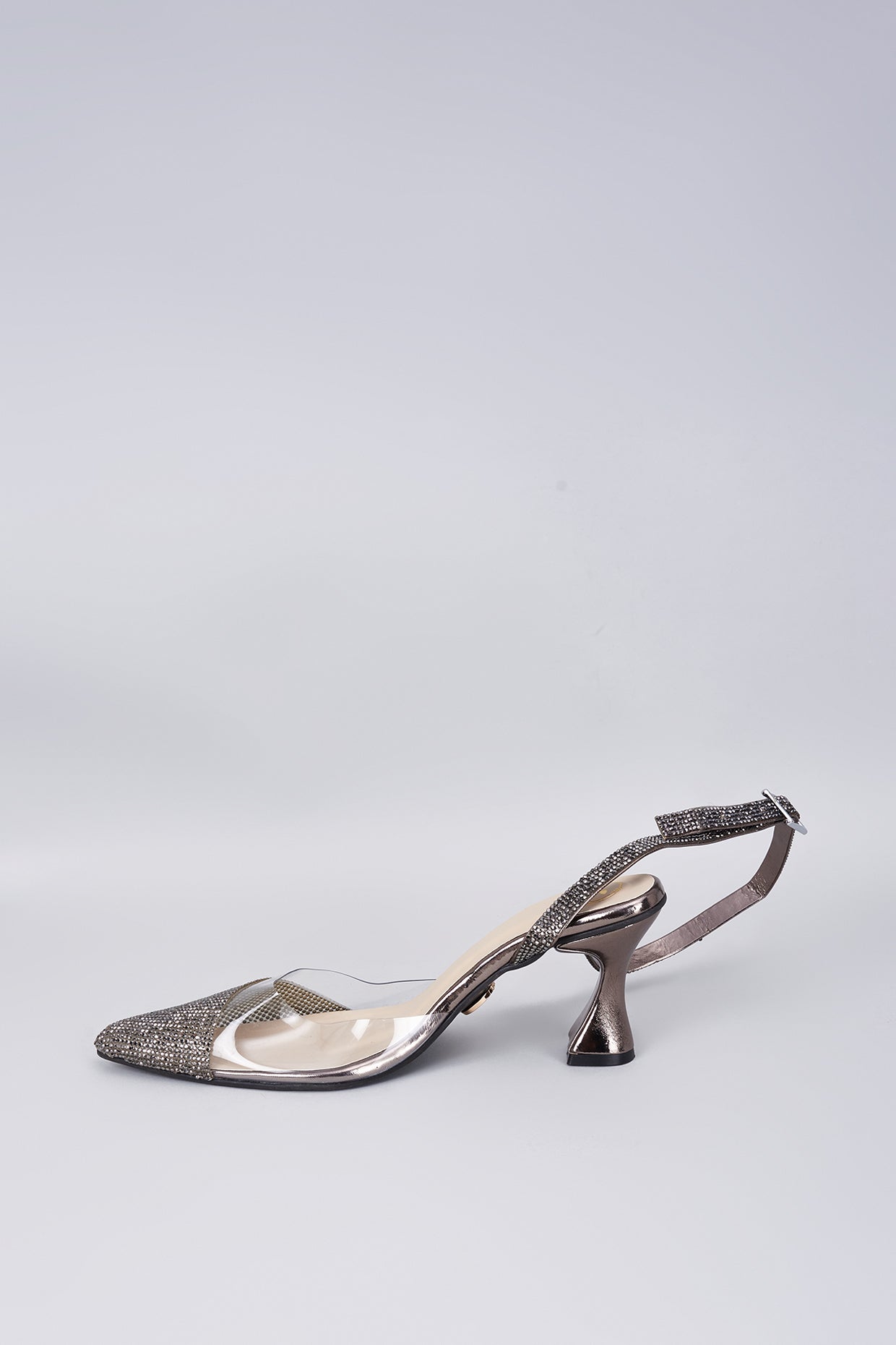 Silver Sleek Cheek Pointed Toe Heel Sandals