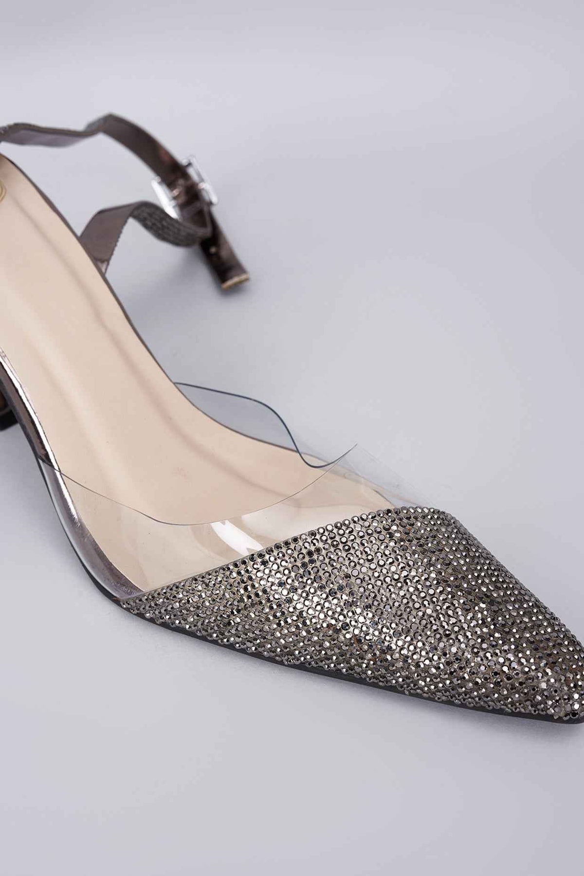 Silver Sleek Cheek Pointed Toe Heel Sandals