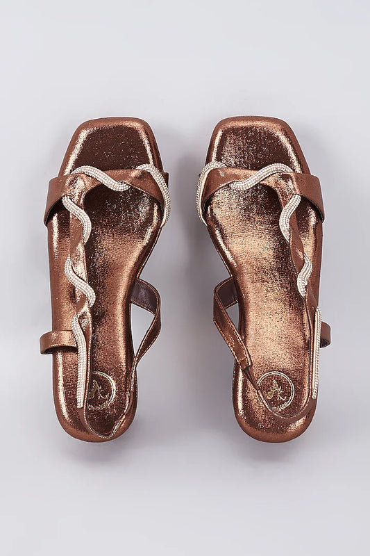 Brown Open Toe Pillow Wedge