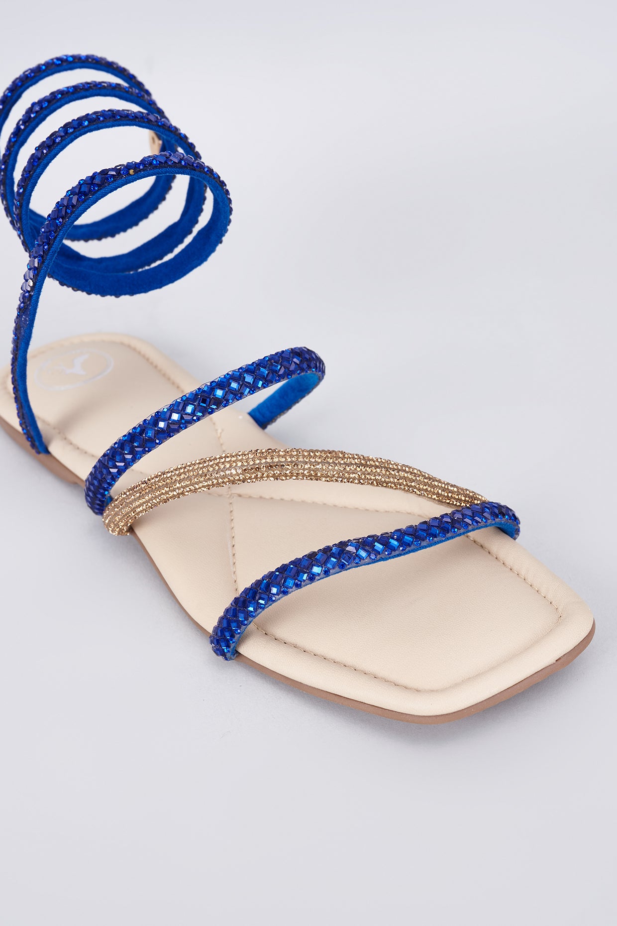 Beige Vegan Rhinestone Spring Embellished Flats