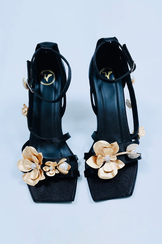 Black Open Toe LA Flor Heels