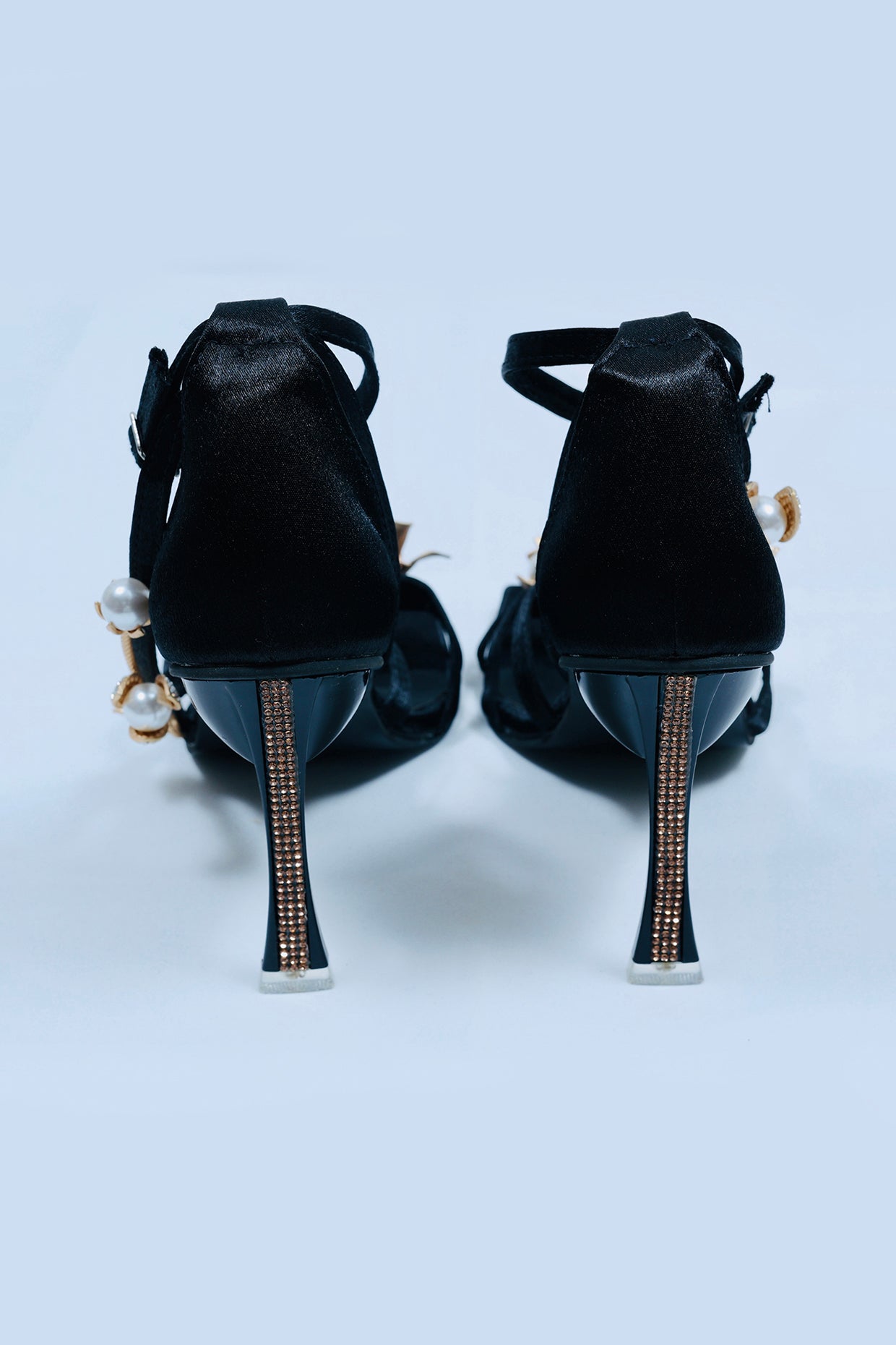 Black Open Toe LA Flor Heels
