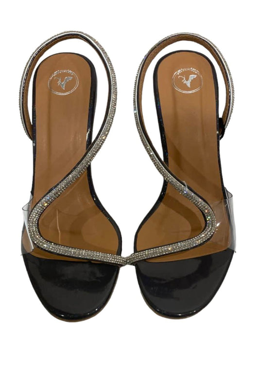 Silver String Black Base Sandals