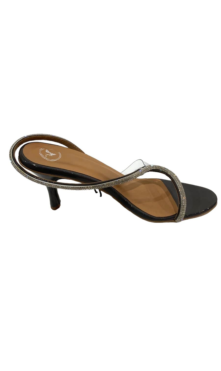 Silver String Black Base Sandals