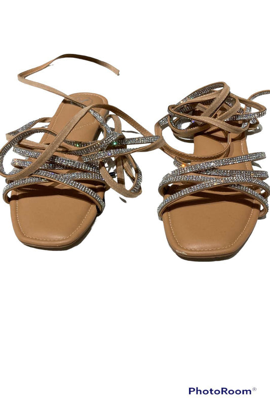 Brown Flat Strings Open - Toed Tieup Flats