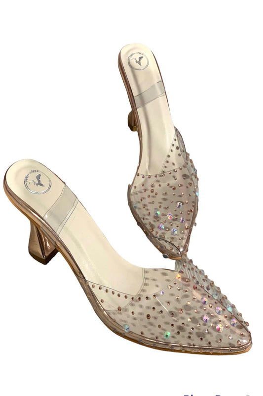 Gold Stud Rockers Open Toe Heel Sandals