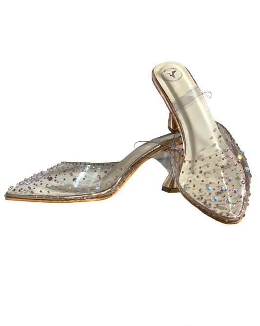 Gold Stud Rockers Open Toe Heel Sandals