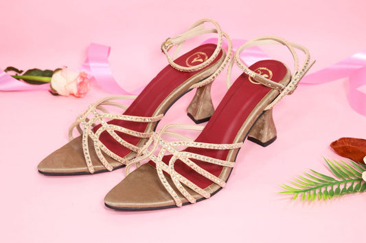Beige Buckle Strap Heels for Women – Dono Open Toe Design