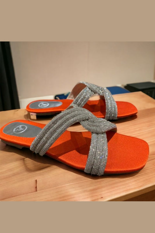 Silver String Orange Base Sandals