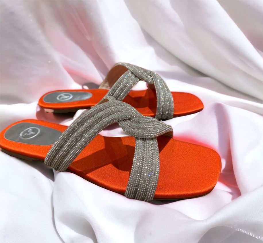 Silver String Orange Base Sandals