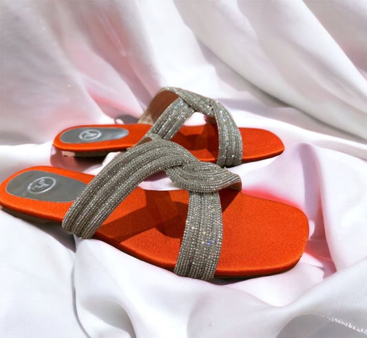 Silver String Orange Base Sandals