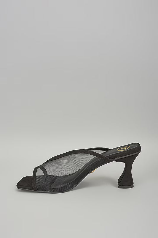 Black Shark Net Open Toe Heels