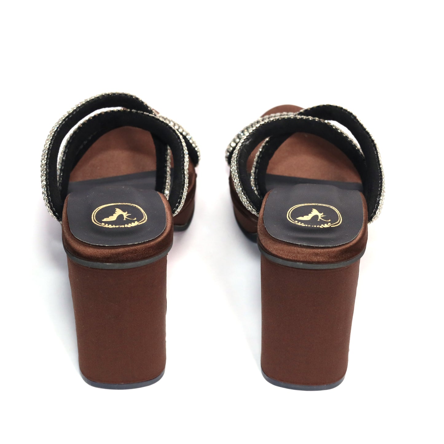 Black Open Toe Slip on Closure Mocha Star Heel