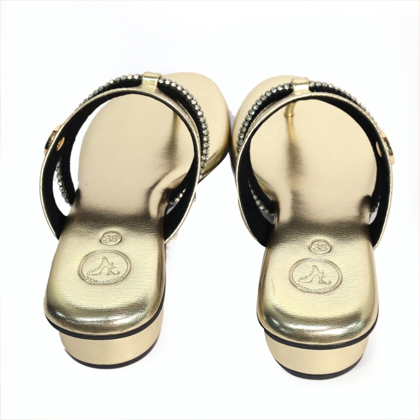 Orbit Gold Open Toe Heels for Women