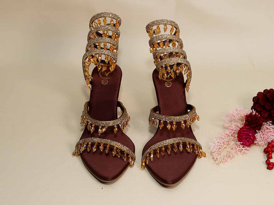 Gold Jhallar Brown Half Wedge