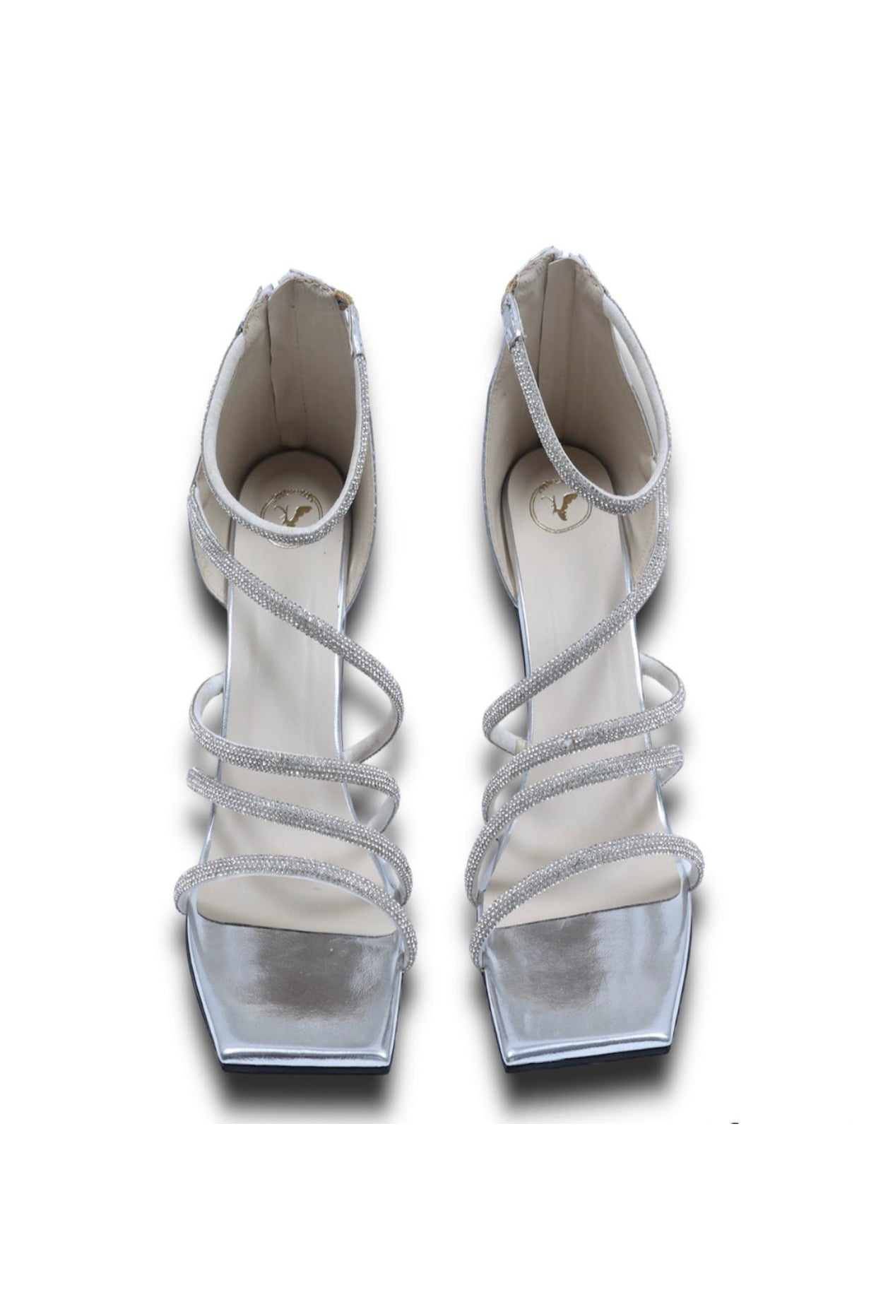 Atimka Silver Open Toe Heels