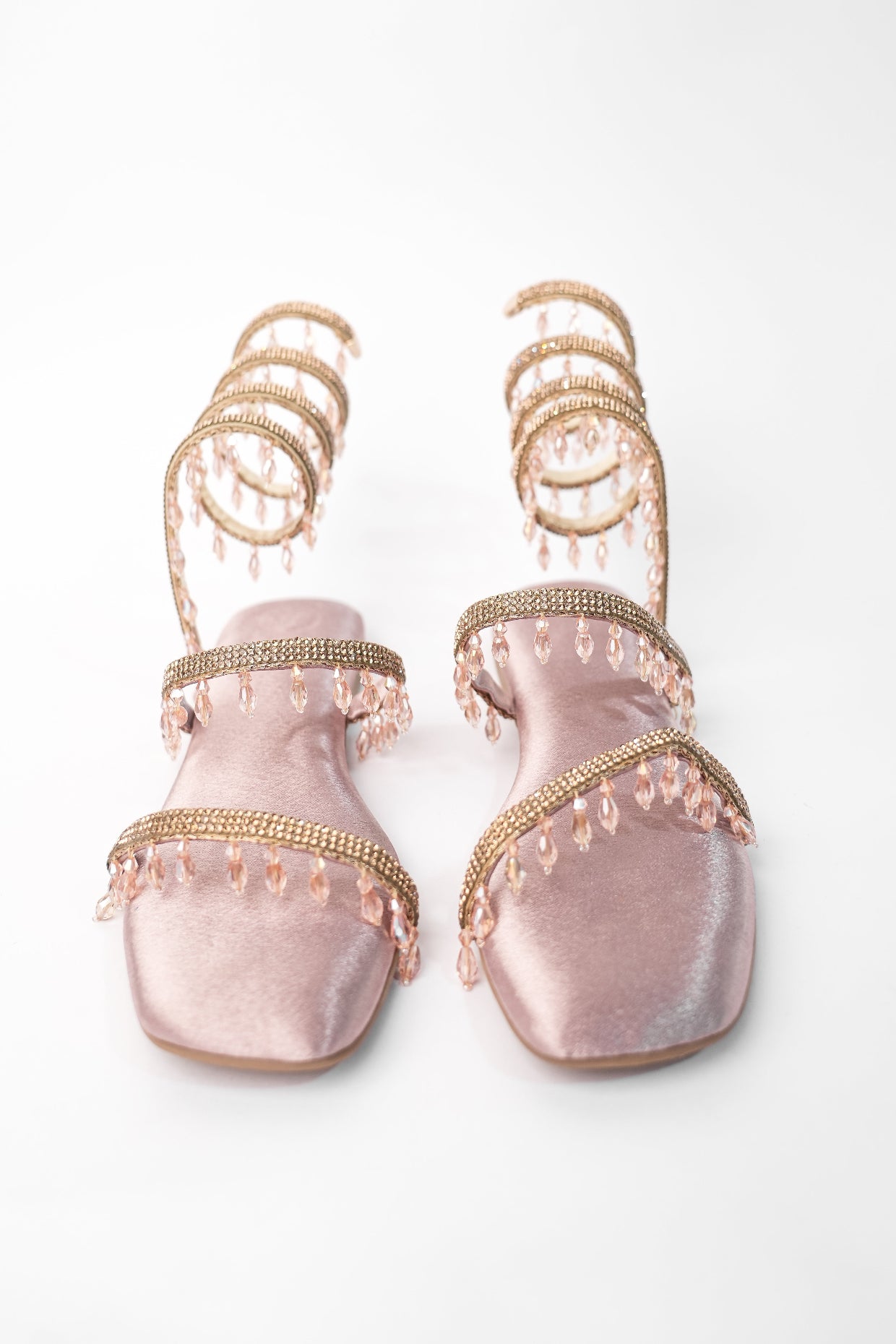 Rose Gold Open Toe Narrow Fit Amber Rose Spring Flats