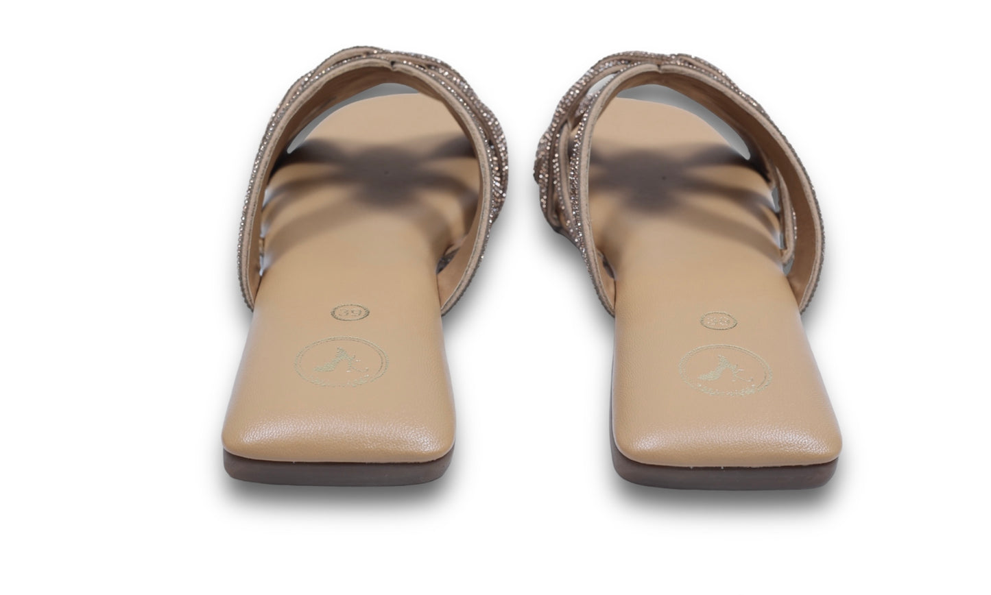 Gold Twister Open Toe Flat