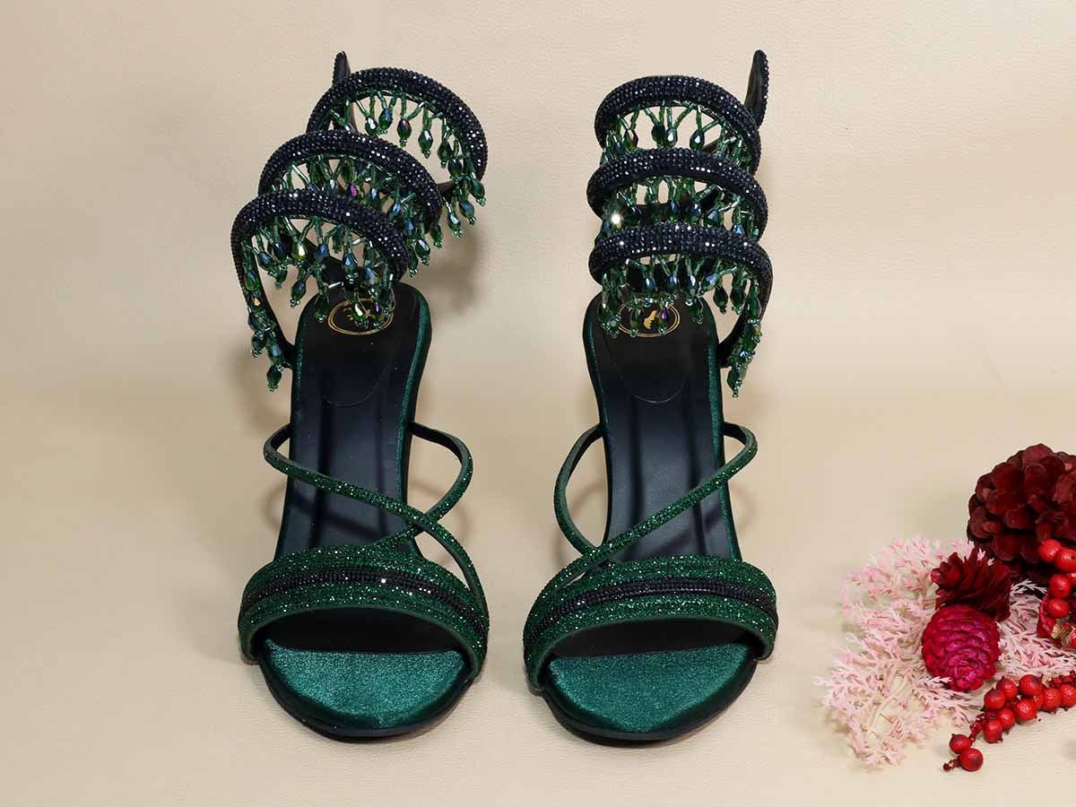 Green Jhallar Pencil Heel