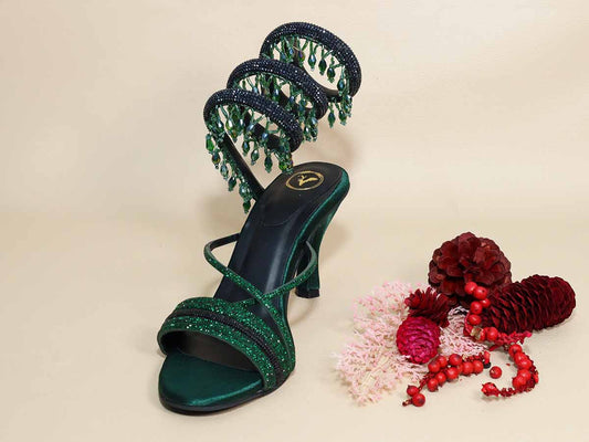 Green Jhallar Pencil Heel