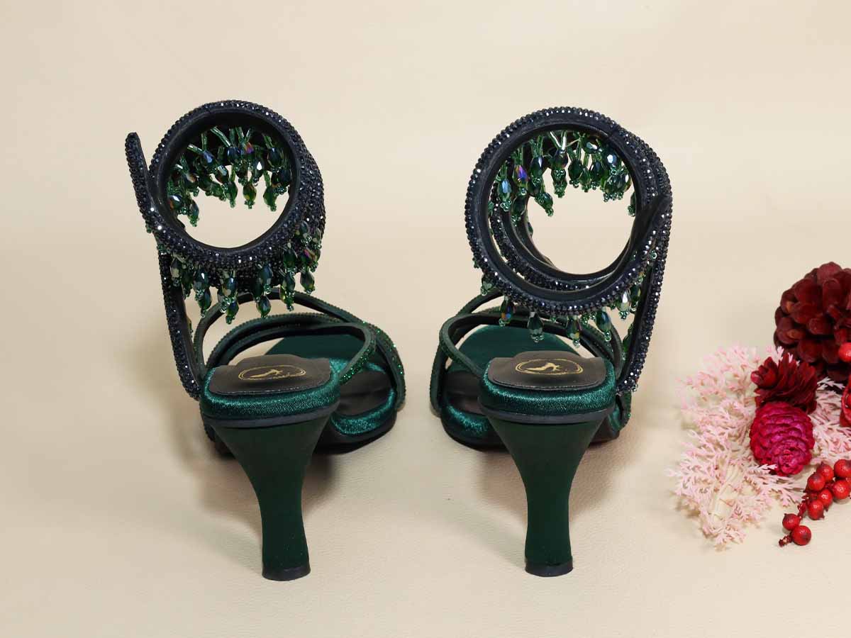 Green Jhallar Pencil Heel