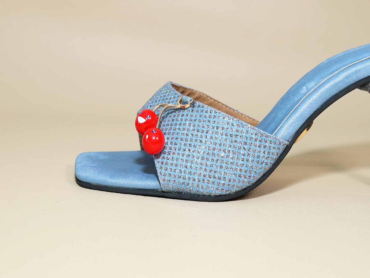 Blue Cherry Pencil Heel