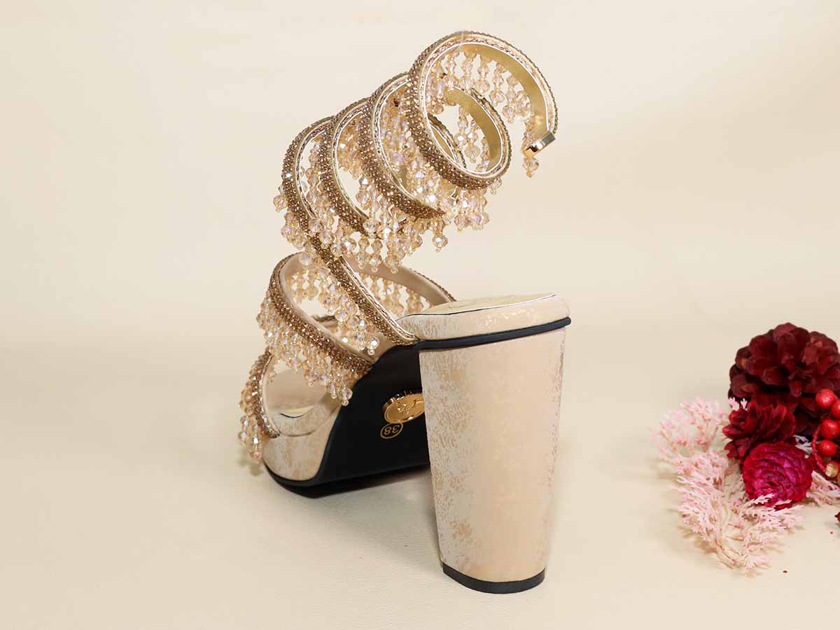 Glitz Gold Spring Leaved Elevation Heel