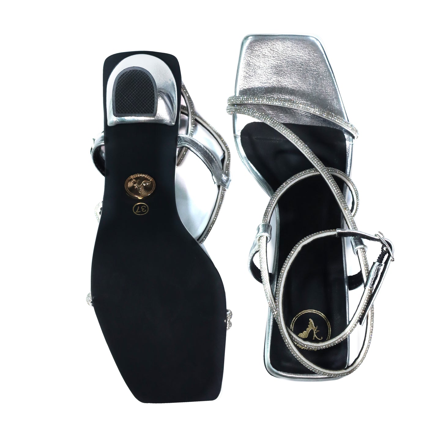 Silver Berry Open Toe Heels for Women in Faux Leather