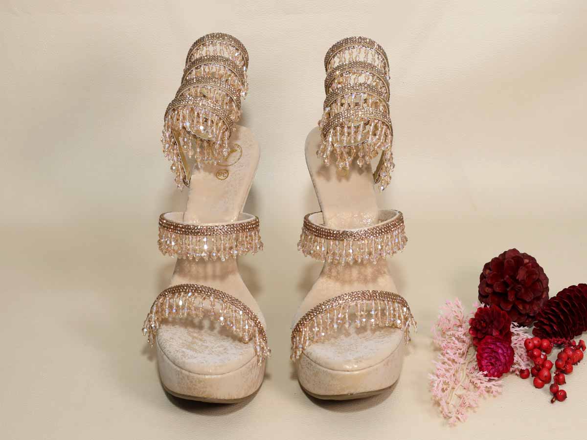 Glitz Gold Springs Letoes Pencil Heel