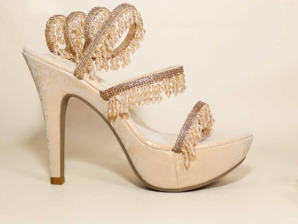 Glitz Gold Springs Letoes Pencil Heel