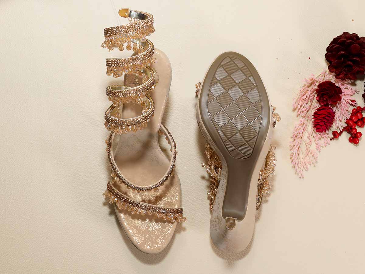 Glitz Gold Springs Letoes Pencil Heel