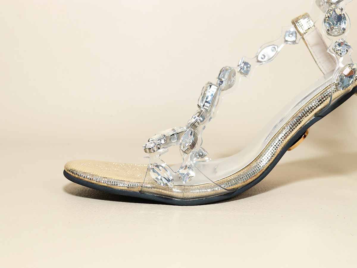 Silver Big Stud Pencil Heel