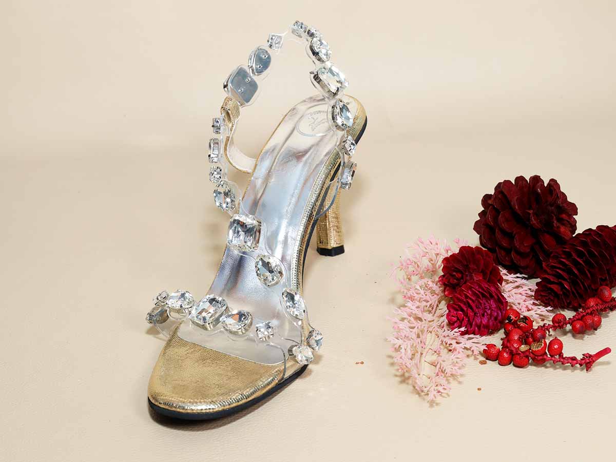 Silver Big Stud Pencil Heel