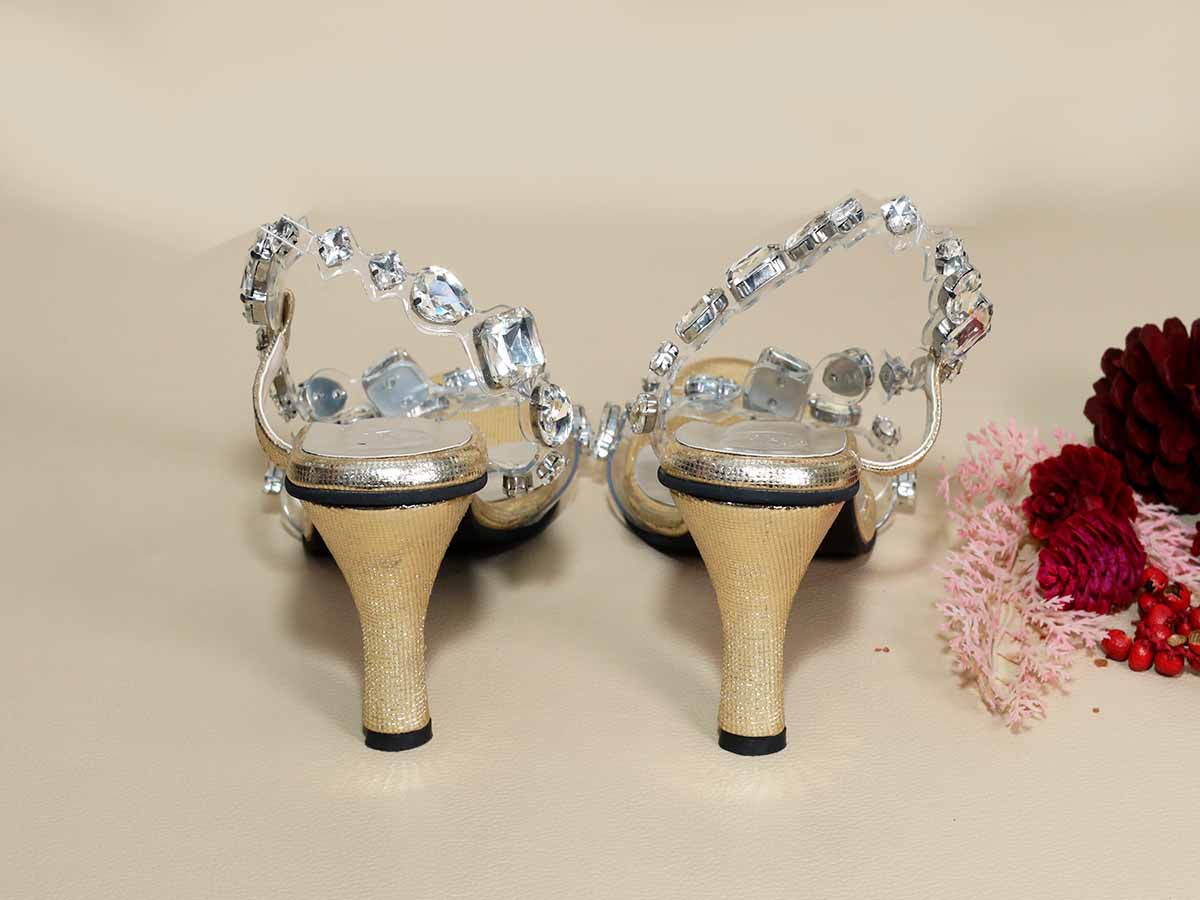 Silver Big Stud Pencil Heel