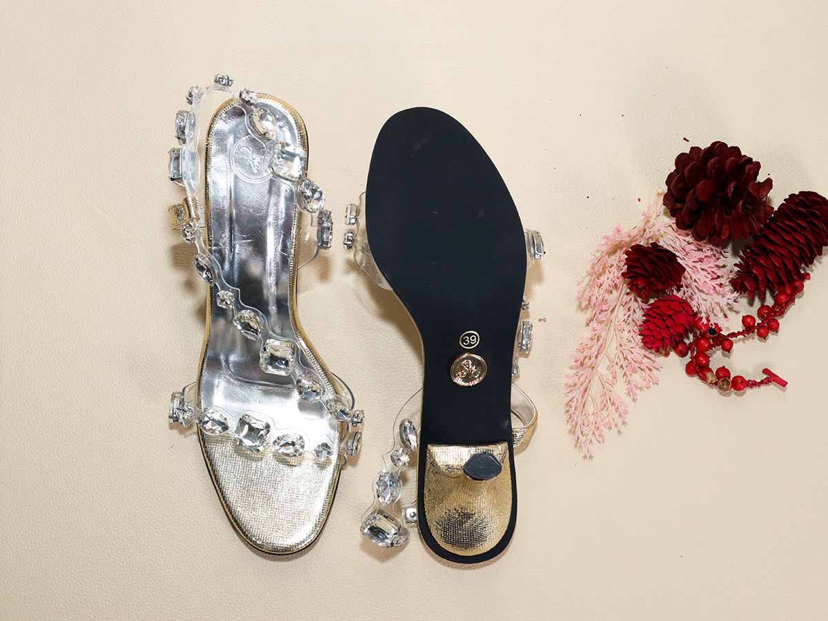 Silver Big Stud Pencil Heel