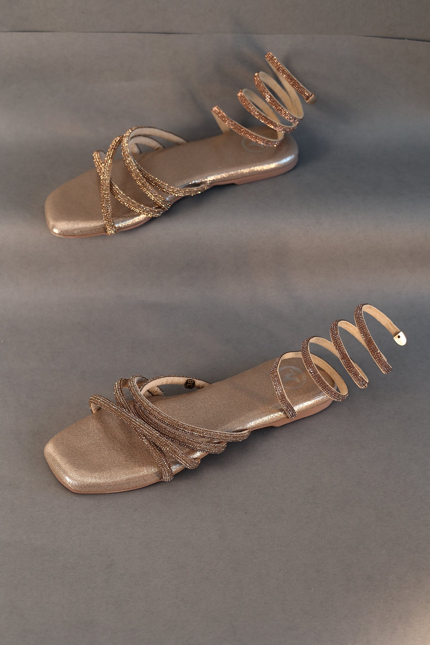 Gold Spring Textured Heels Sandals