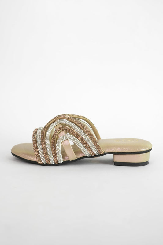 Beige Open Toe Dual Gema Flats