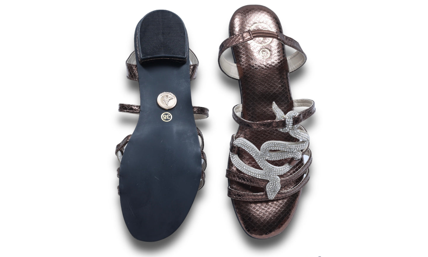 Brown Zig Zag Open Toe Flats
